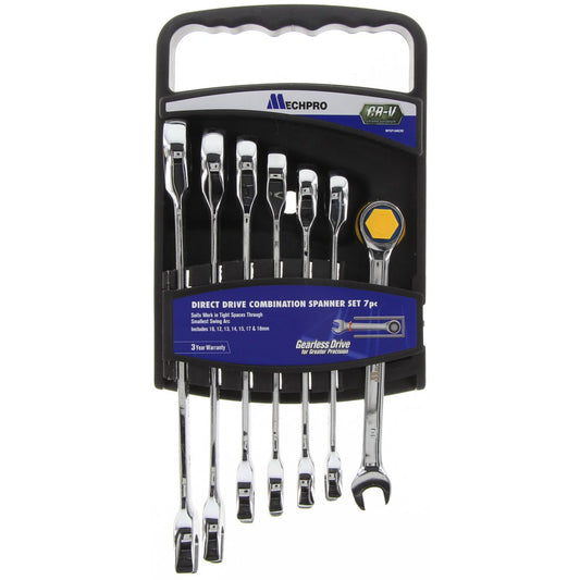 Mechpro Blue Gearless Combination Spanner Set 7pc - MPSP100KCRV