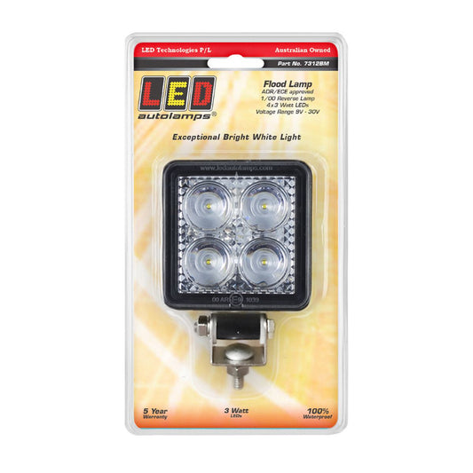 LED Autolamps 9/30V 12 Watt Flood Lamp/Reverse Lamp Blister Pack - 7312BM