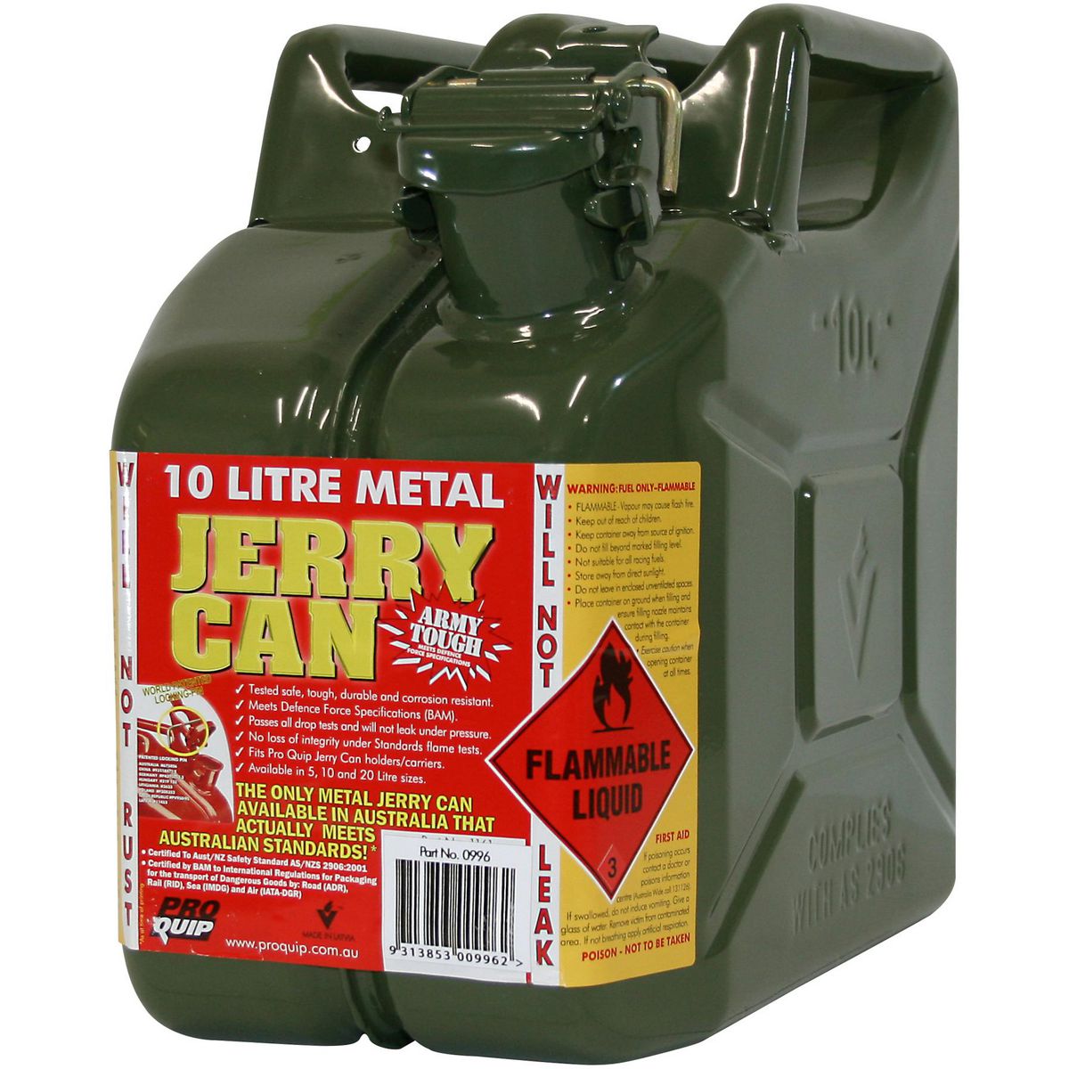 Pro Quip Jerry Can Metal 10L Army Green - 0996