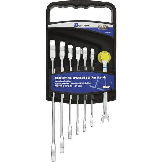 Mechpro Blue Ratcheting Spanner Set Metric 7pc - MPBSP106K