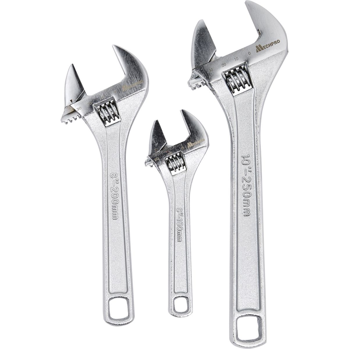 Mechpro Blue Adjustable Wrench Set 3pc - MPBW101K