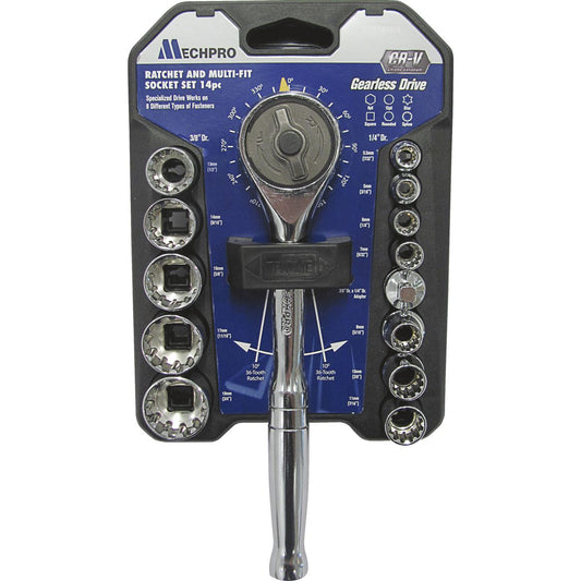 Mechpro Blue Ratchet & Multi-Fit Socket Set 24pc - MPBSK107K