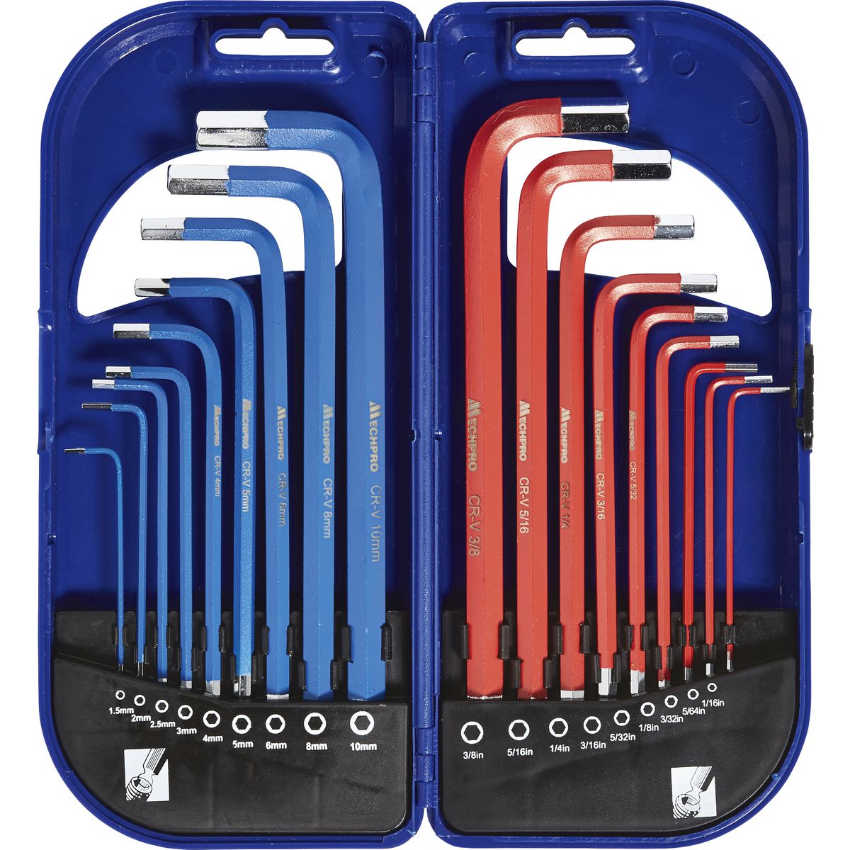 Mechpro Blue Hex Key Long Arm Set Metric/SAE 18pc - MPBHK109K