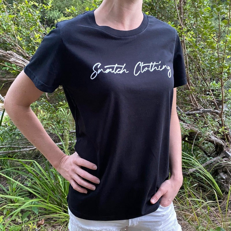 Crew Tee Graphic Print Adventure Seeker Ladies Black