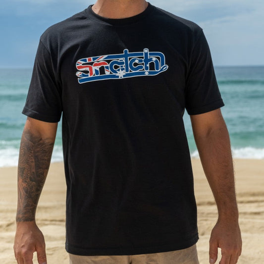 Crew Tee Graphic Print 100% Aussie Tee Mens Black - SM1417BKS