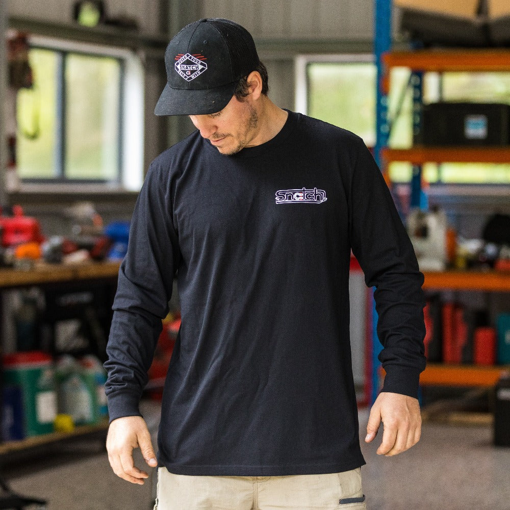 Long Sleeve Crew Shirt Graphic Print Grinding Gears Black