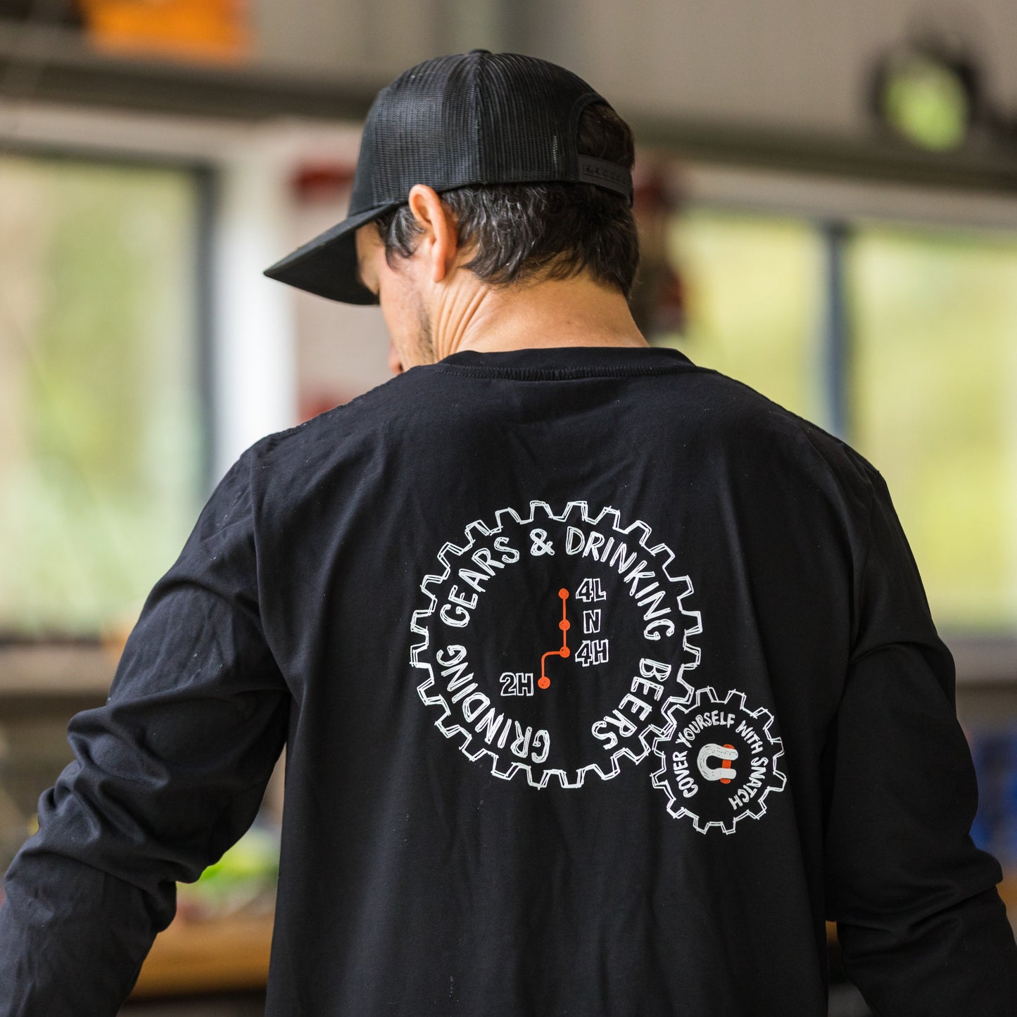 Long Sleeve Crew Shirt Graphic Print Grinding Gears Black