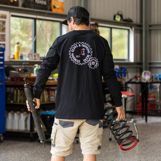 Long Sleeve Crew Shirt Graphic Print Grinding Gears Black - SM1739BKM