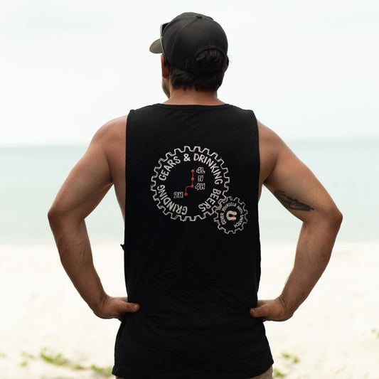 Muscle Top Graphic Print Grinding Gears Black - SM1223BKM