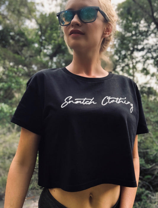 Crew Tee Crop Graphic Print Adventure Seeker Ladies Black - SF1492BKL