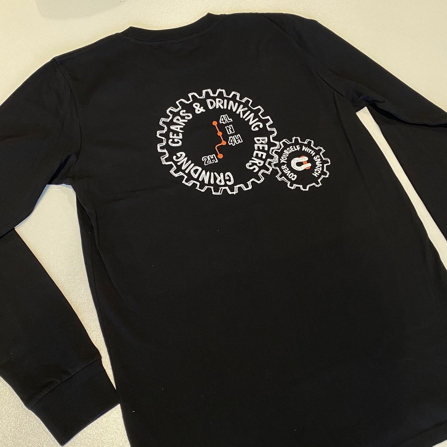 Long Sleeve Crew Shirt Graphic Print Grinding Gears Black