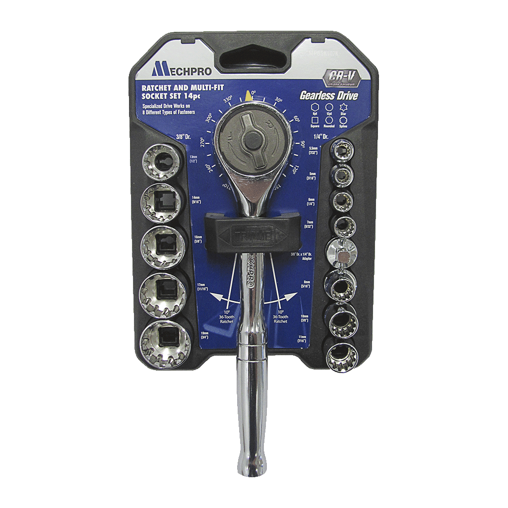 Mechpro Blue Ratchet & Multi-Fit Socket Set 24pc - MPBSK107K