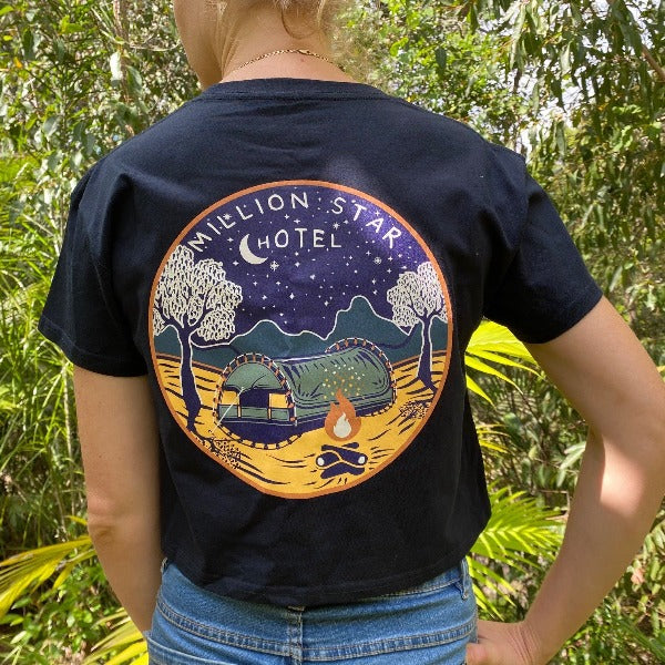 Crew Crop Graphic Print Million Star Hotel Ladies Navy