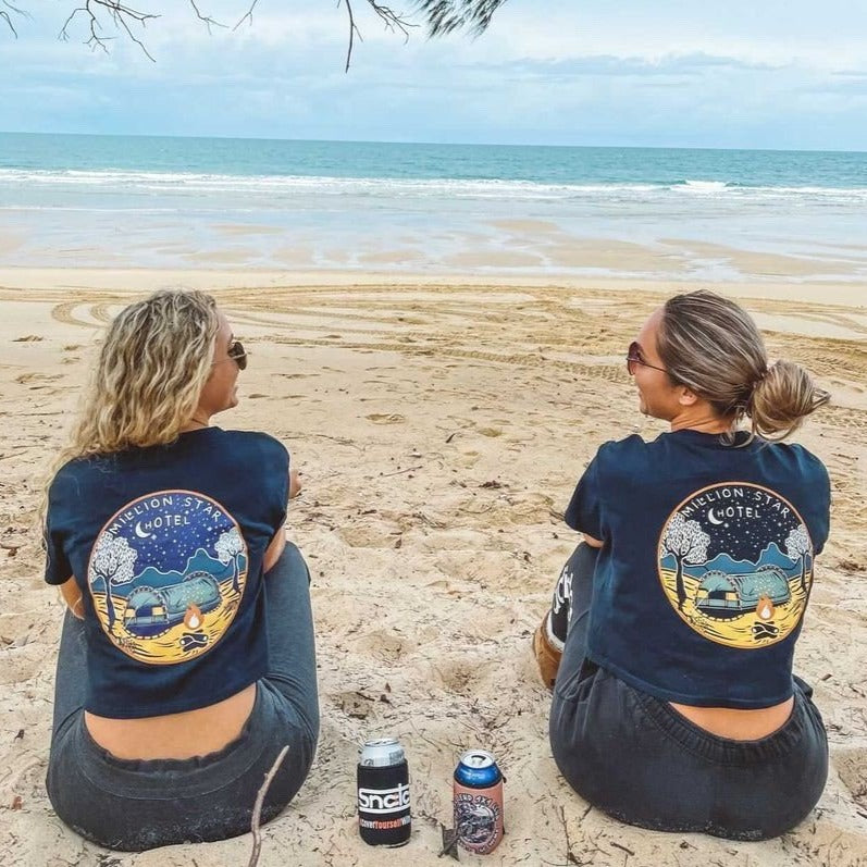Crew Crop Graphic Print Million Star Hotel Ladies Navy