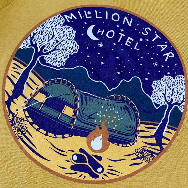 Crew Tee Graphic Million Star Hotel Ladies Mustard Yellow