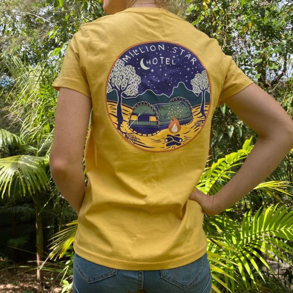 Crew Tee Graphic Million Star Hotel Ladies Mustard Yellow