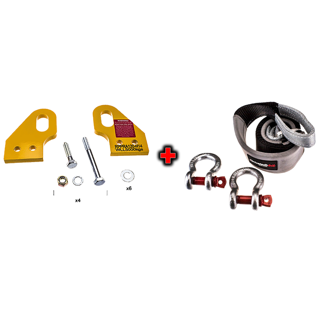 Drivetech 4x4 Recovery Point to suit Prado 120 and Equaliser Strap Kit Bundle