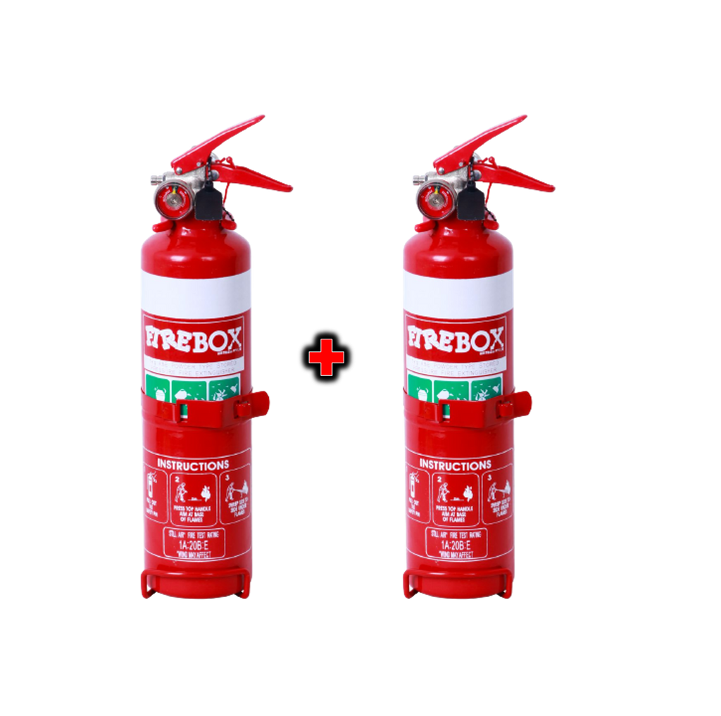 Twin Firebox Fire Extinguisher 1Kg Dry Chemical Powder Abe Bundle