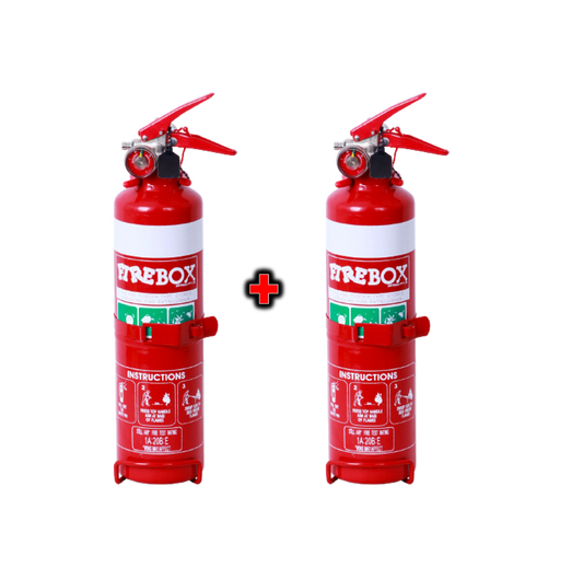 Twin Firebox Fire Extinguisher 1Kg Dry Chemical Powder Abe Bundle