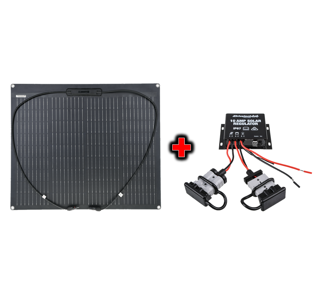 Drivetech 4x4 60W Semi Flex Solar Panel & 10A Solar Regulator Bundle