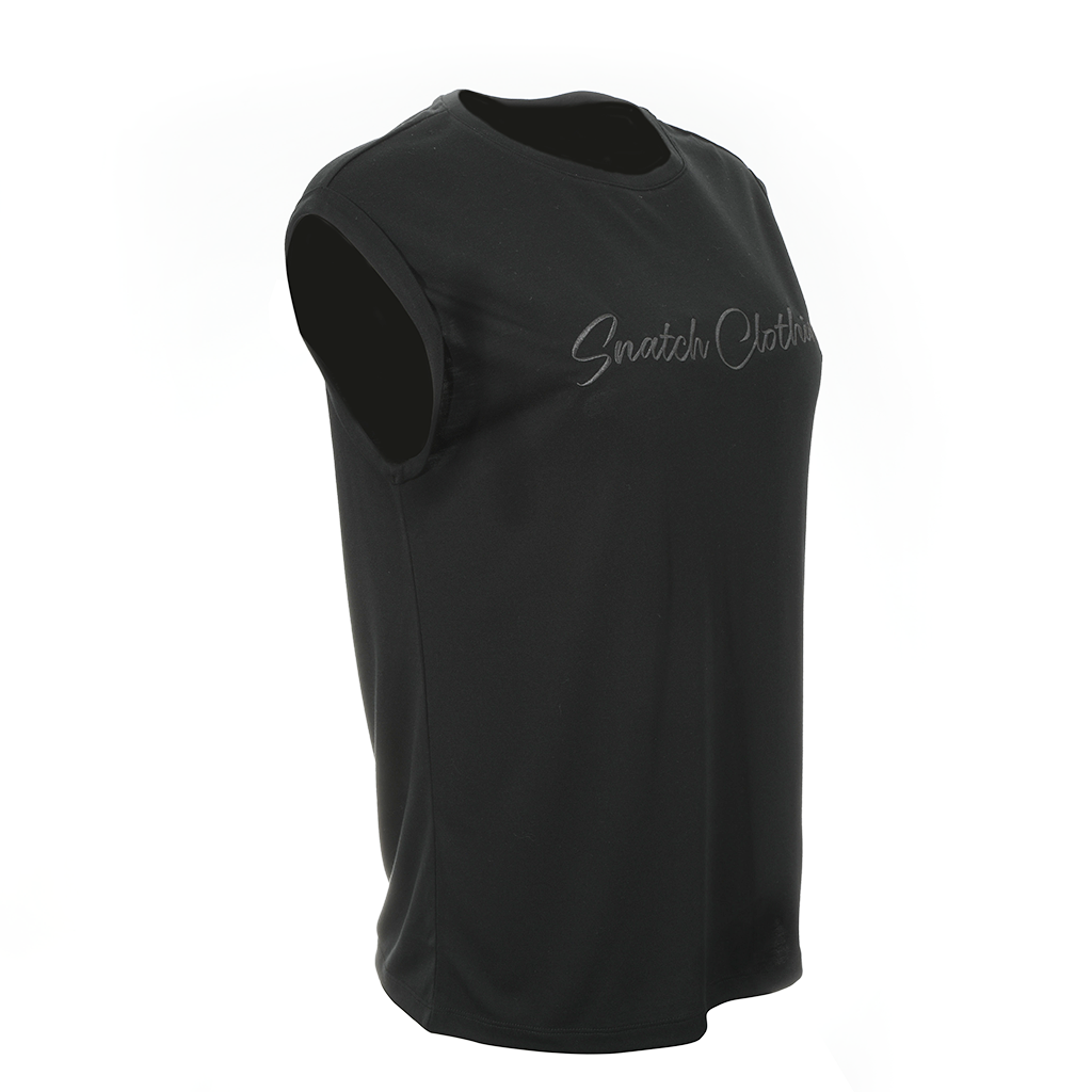 Script Embroidered Tank Top Ladies Black - SF1002BK18