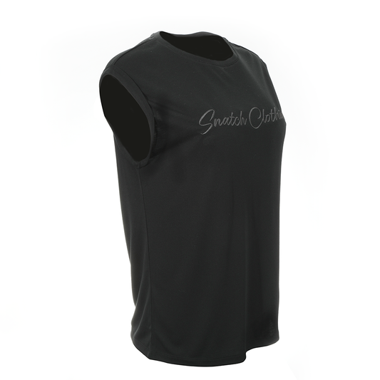 Script Embroidered Tank Top Ladies Black - SF1002BK18