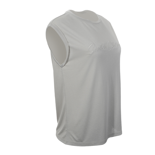 Script Embroidered Tank Top Ladies Bone - SF1002BO16