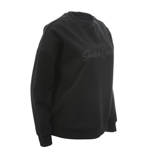 Embroidered Script Crew Sweater Black - SF2001BK6