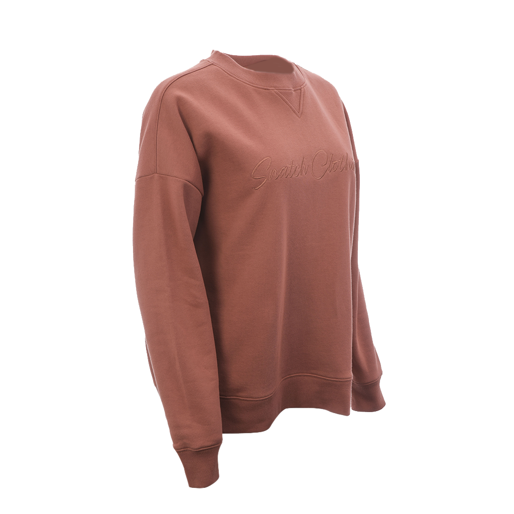 Embroidered Script Crew Sweater Dusty Terracotta - SF2001DT16