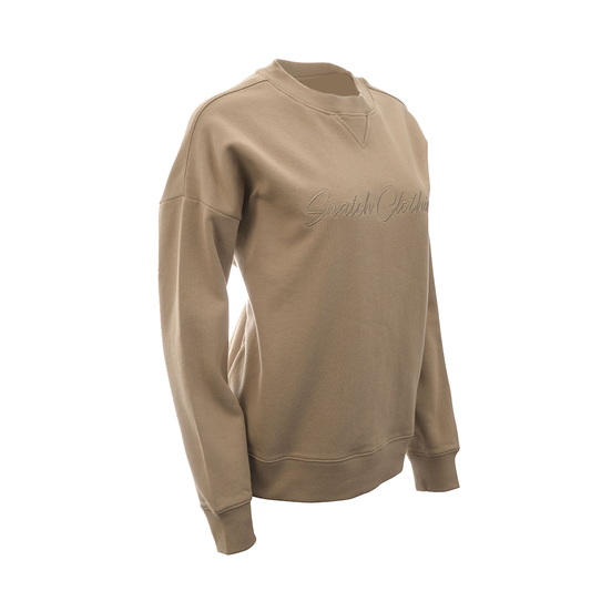 Embroidered Script Crew Sweater Sand - SF2001SD12