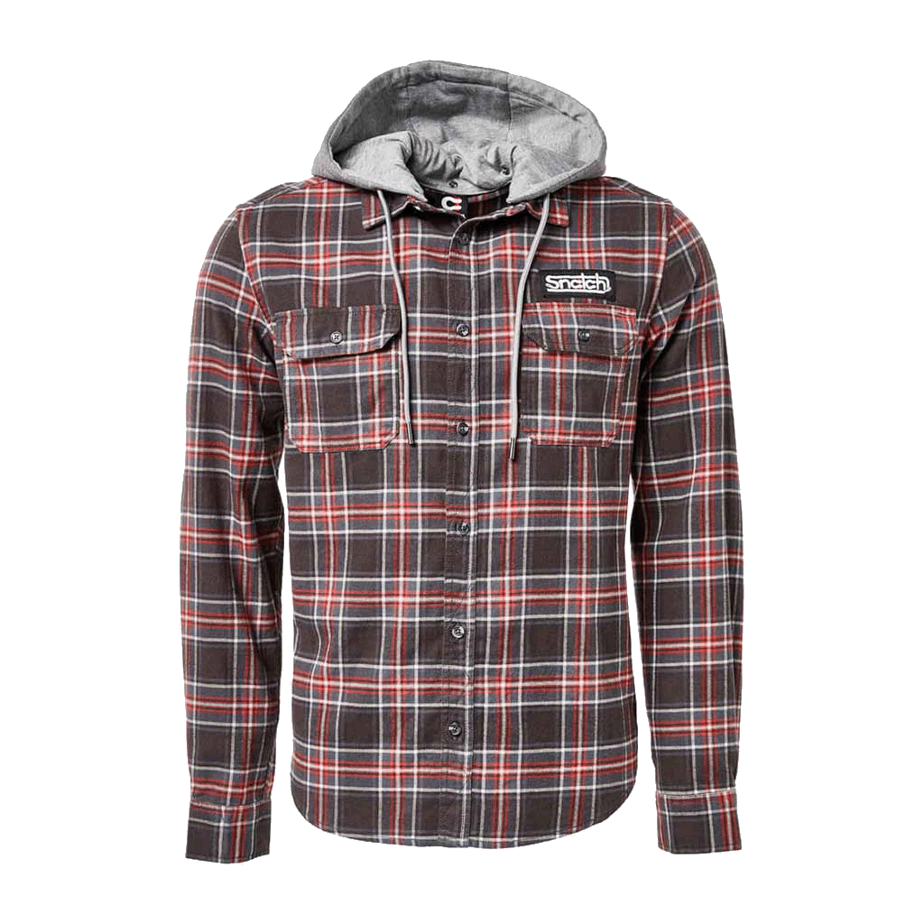 Flanno With Hood Long Sleeve Charcoal - SM4406CCMED