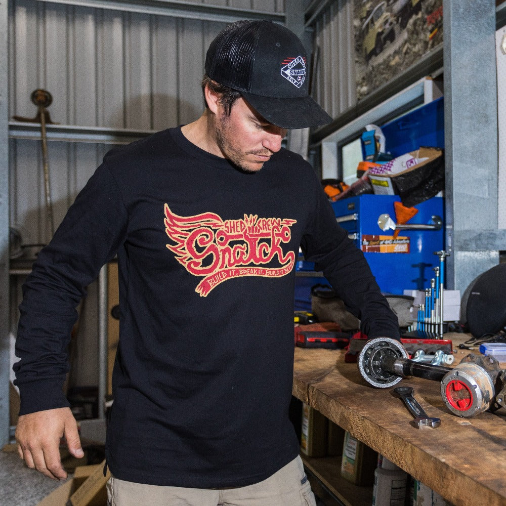 Long Sleeve Crew Shirt Graphic Print Shed Crew Black
