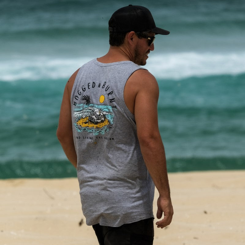 Singlet Graphic Print Bogged N Burnt Grey