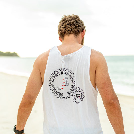 Singlet Graphic Print Grinding Gears White - SM1141WHS