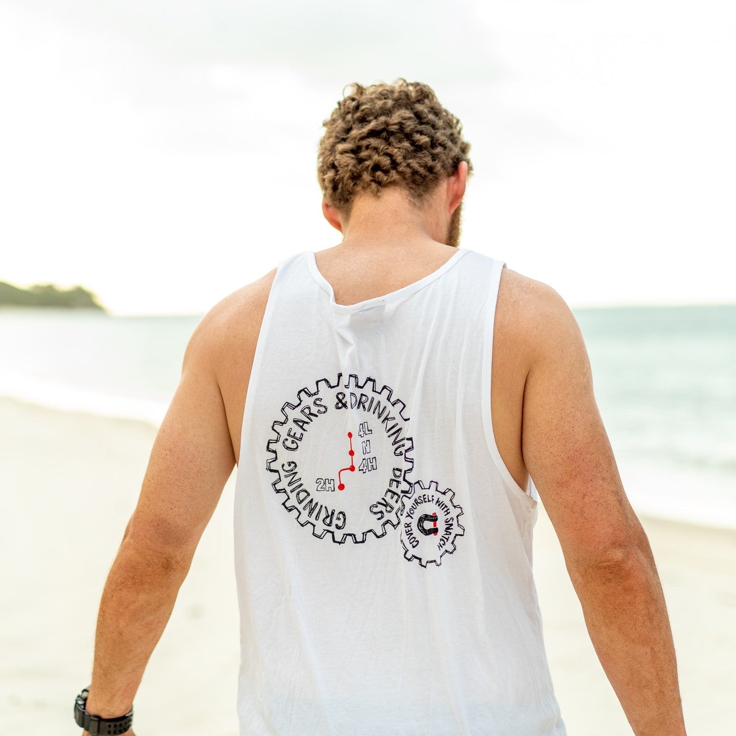 Singlet Graphic Print Grinding Gears White - SM1141WH2XL