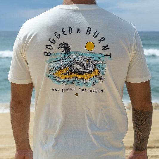 Crew Tee Graphic Print Bogged N Burnt Mens White Sandy Sand - SM1424WS2XL