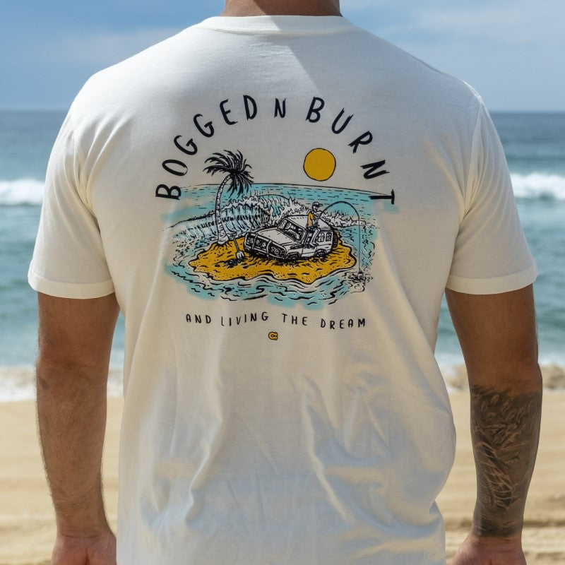 Crew Tee Graphic Print Bogged N Burnt Mens White Sandy Sand - SM1424WSL