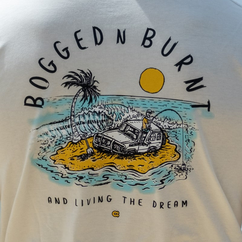 Crew Tee Graphic Print Bogged N Burnt Mens White Sandy Sand