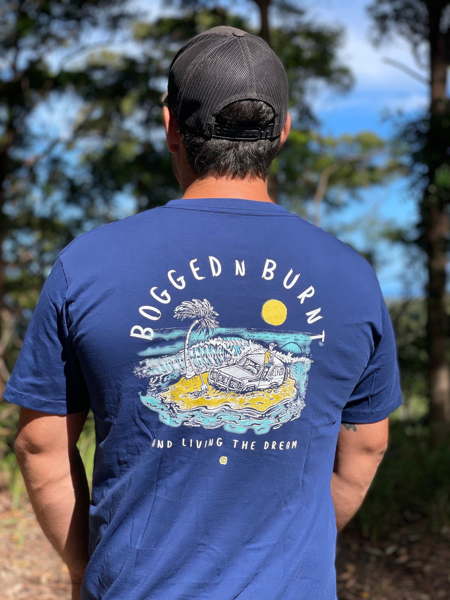 Crew Tee Graphic Print Bogged N Burnt Blue