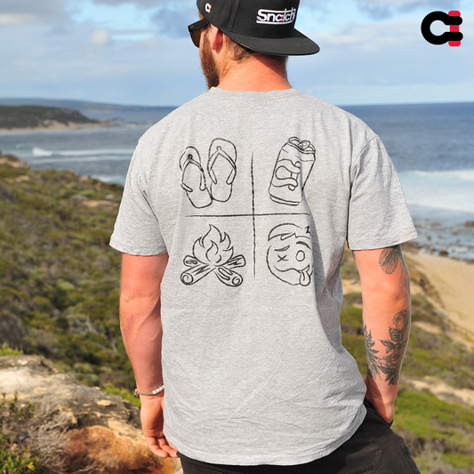 Crew Tee Graphic Print Flat Out Camping Grey - SM1433GY4XL
