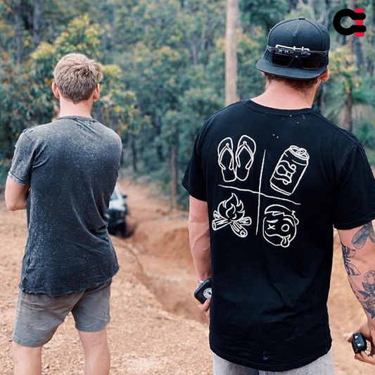 Crew Tee Graphic Print Flat Out Camping Black - SM1433BK3XL