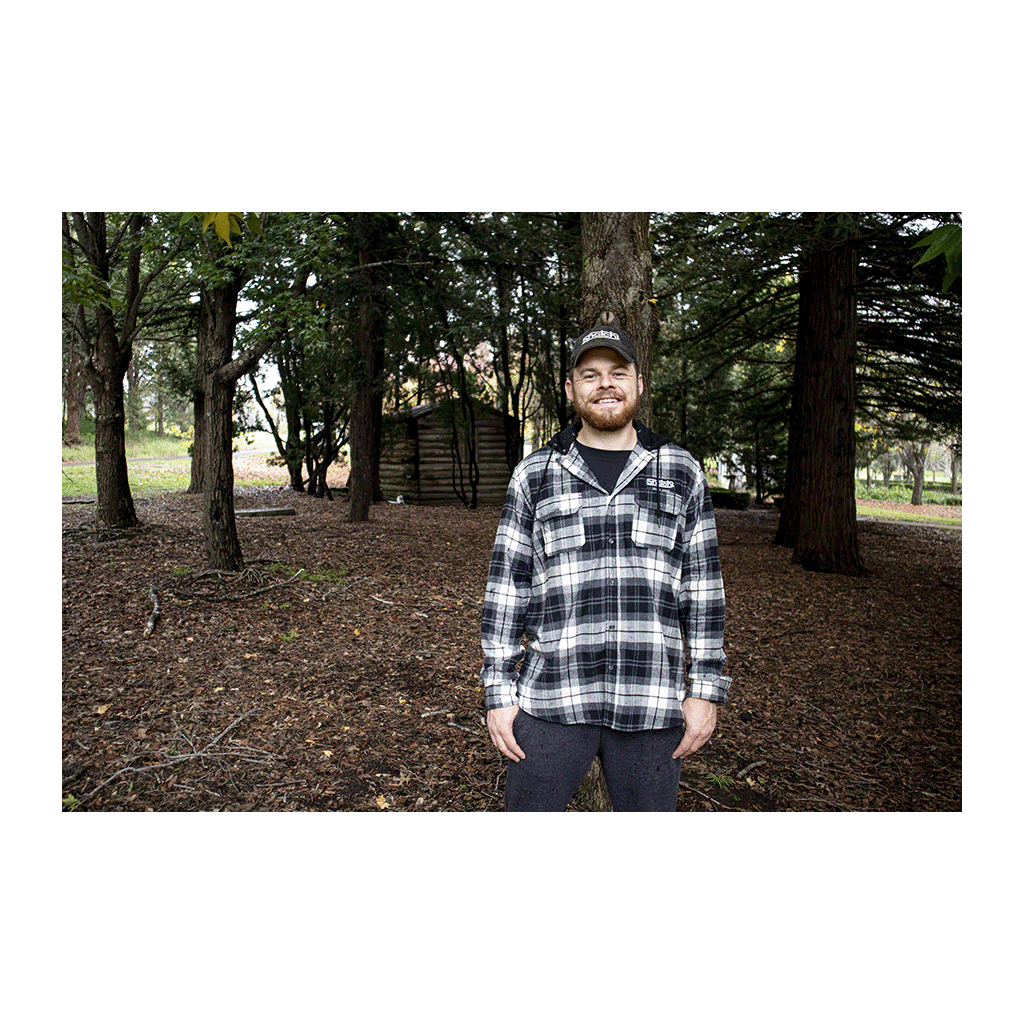 Flanno With Hood Long Sleeve Black