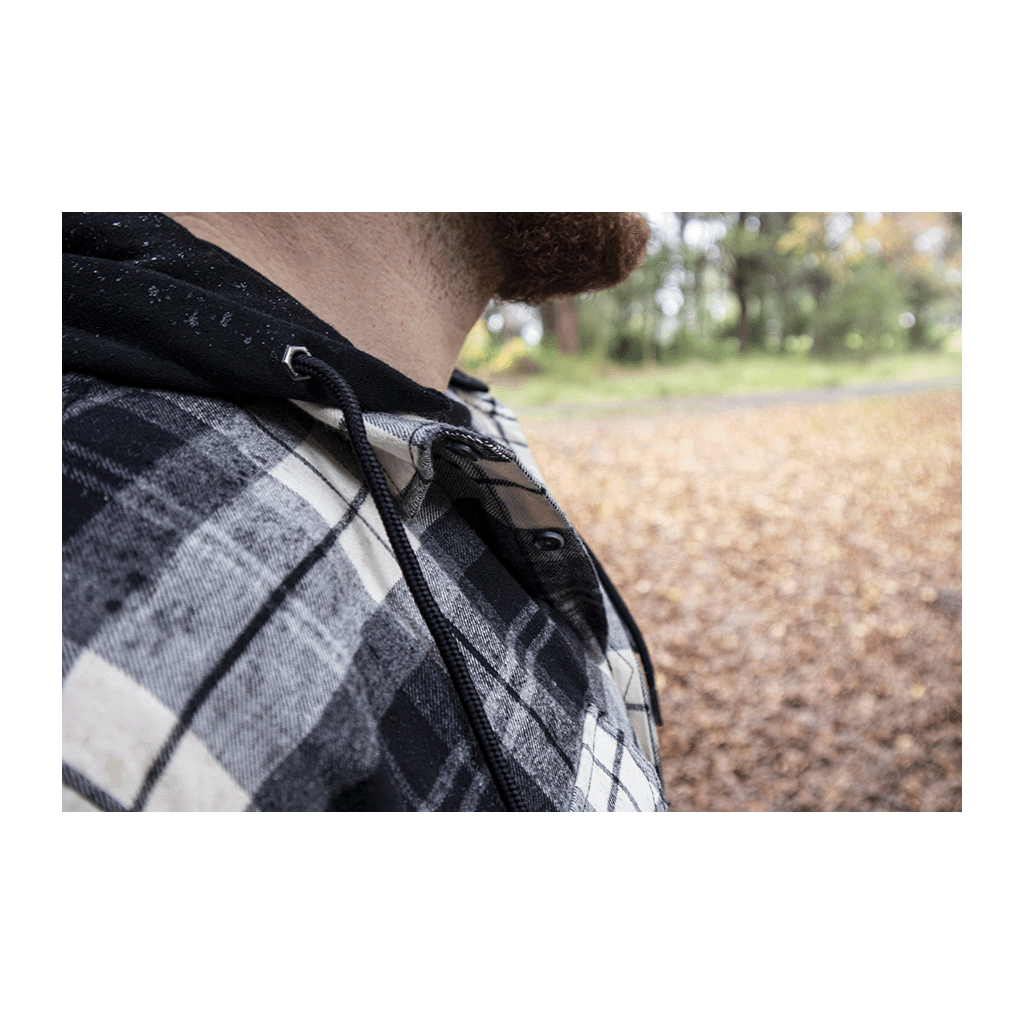 Flanno With Hood Long Sleeve Black