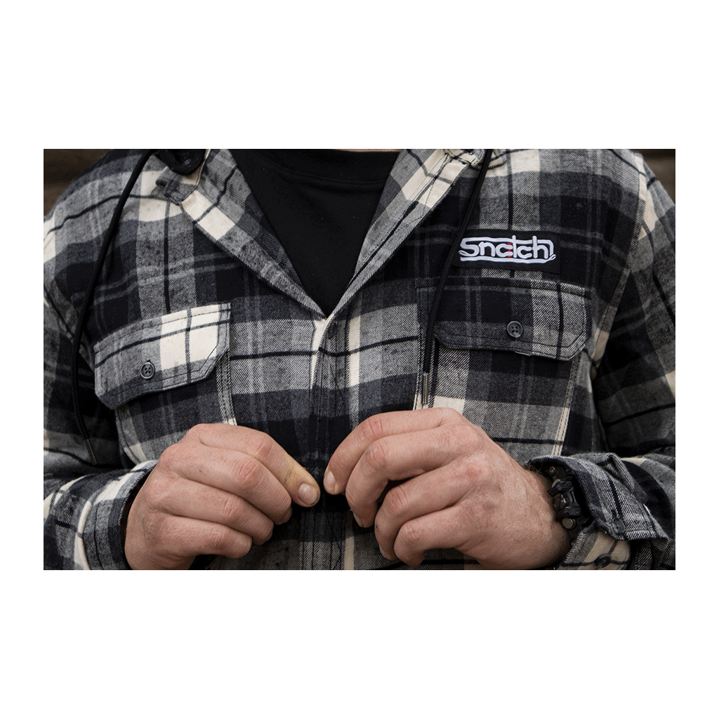 Flanno With Hood Long Sleeve Black