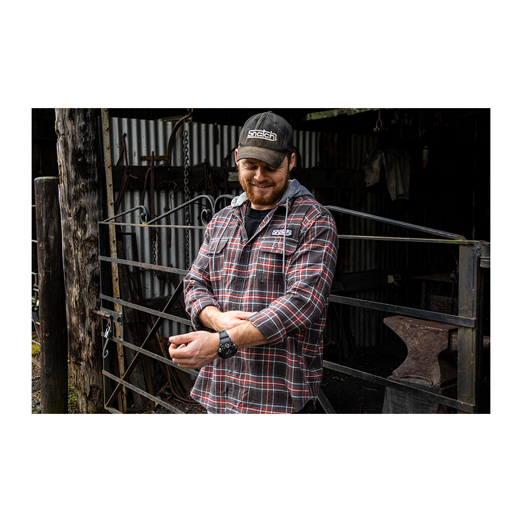 Flanno With Hood Long Sleeve Charcoal