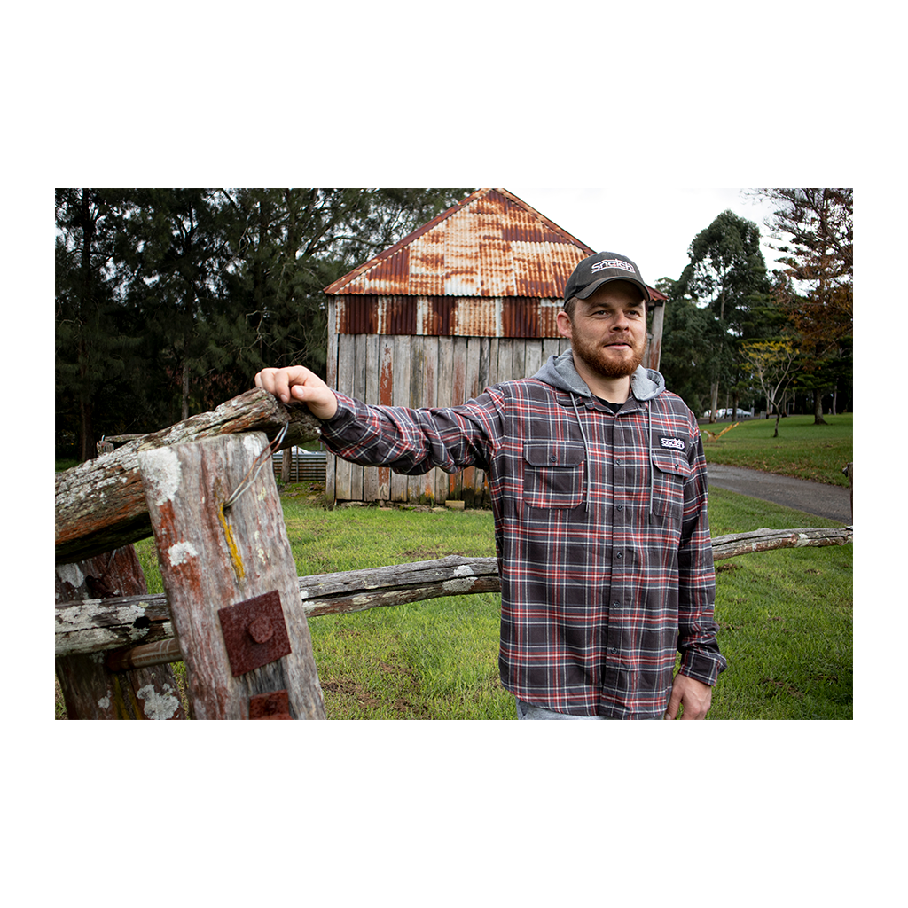 Flanno With Hood Long Sleeve Charcoal