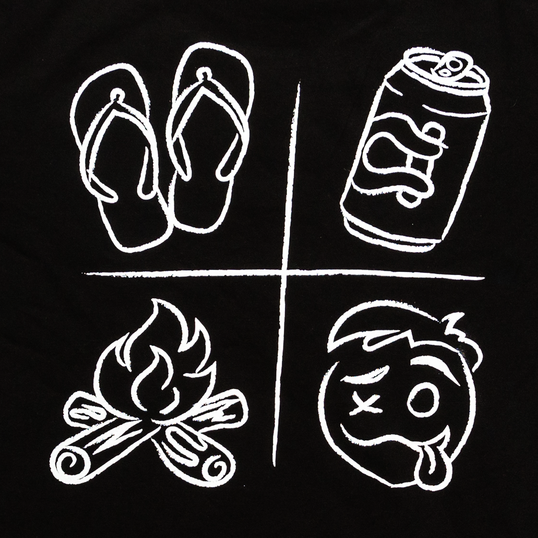 Crew Tee Graphic Print Flat Out Camping Black