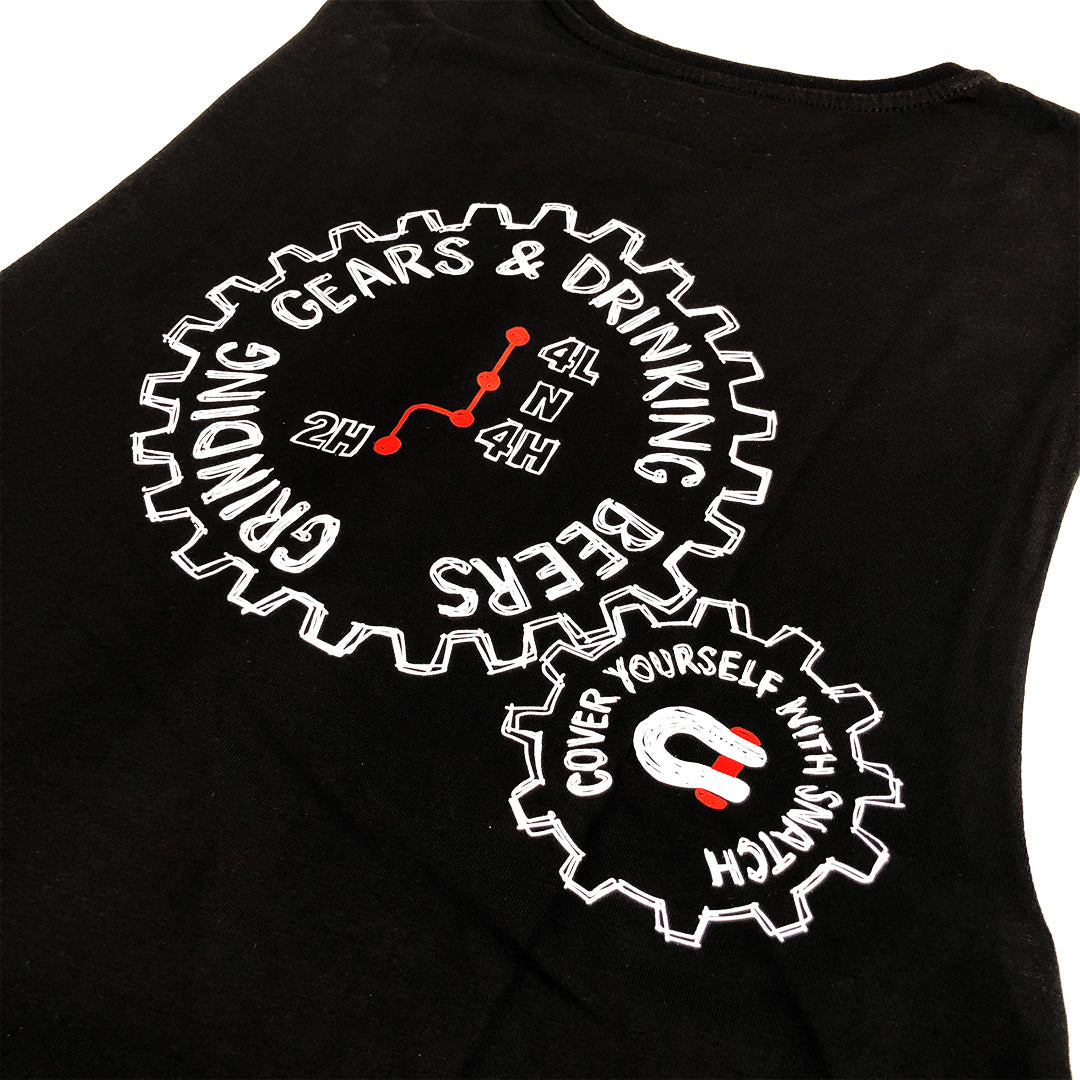 Muscle Top Graphic Print Grinding Gears Black