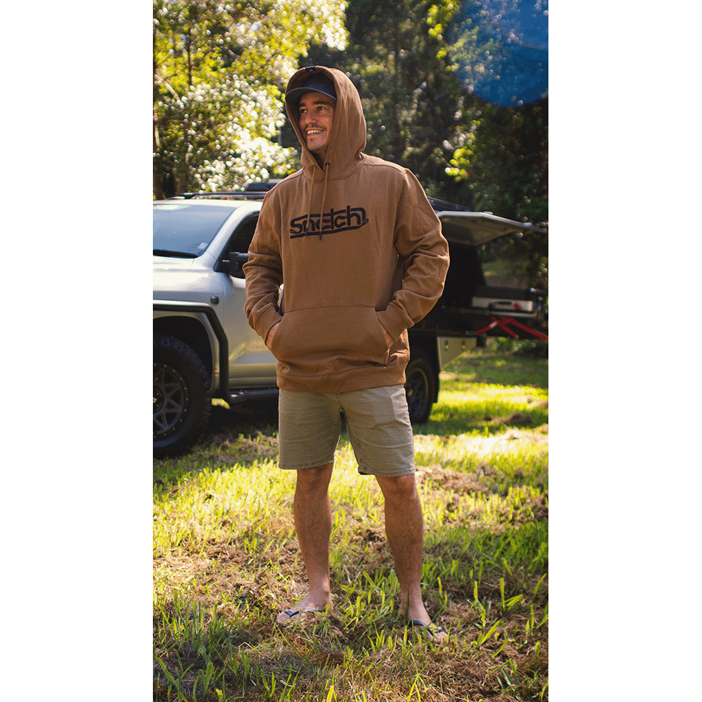 Embroidered Snatch Hoodie Dark Sand