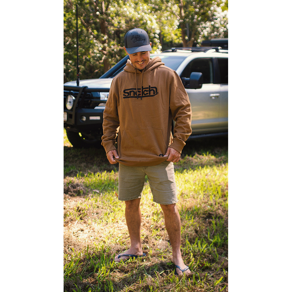 Embroidered Snatch Hoodie Dark Sand
